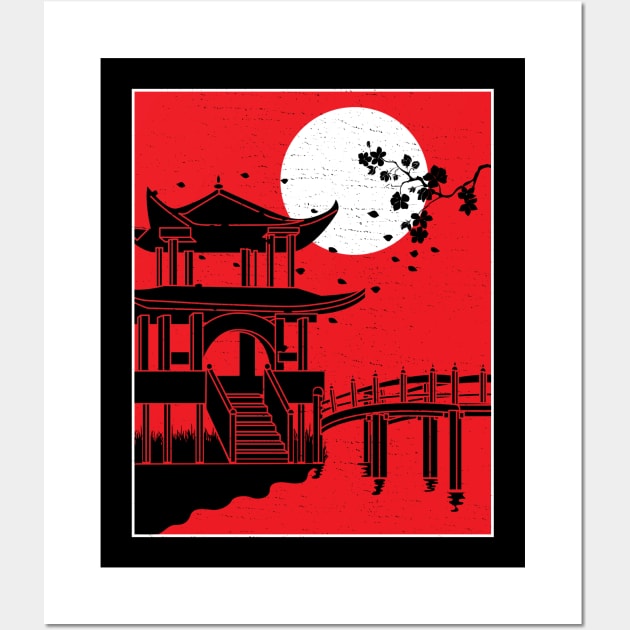 Cool Japanese Temple design Wall Art by vpdesigns